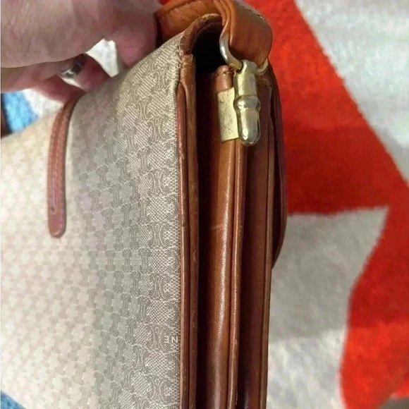 CELINE Macadam Blason Shoulder Cross Body Bag PVC Leather  Beige - Picture 12 of 16